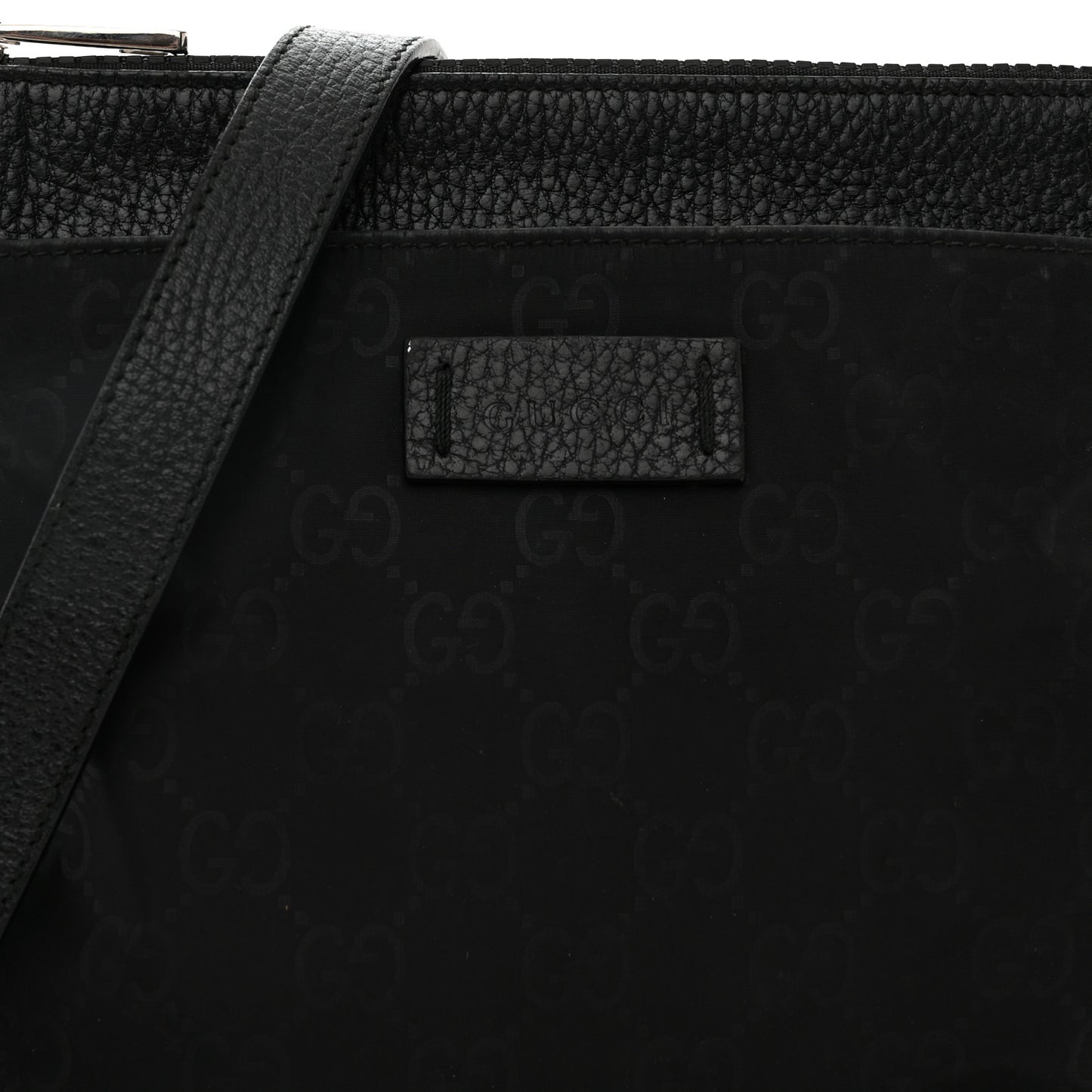 Nylon Monogram Dollar Calfskin Small Flat Messenger Bag Black