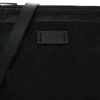 Gucci Nylon Monogram Dollar Calfskin Small Flat Messenger Bag Black 9 of 11