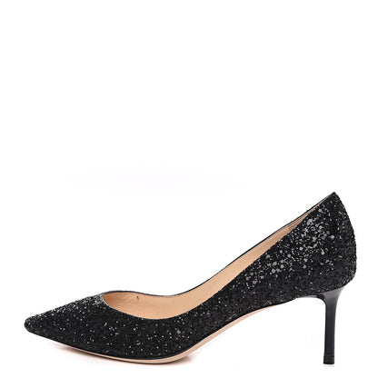 Jimmy Choo Glitter Pointy Toe Romy 60 Pumps 36.5 Black 1 of 8