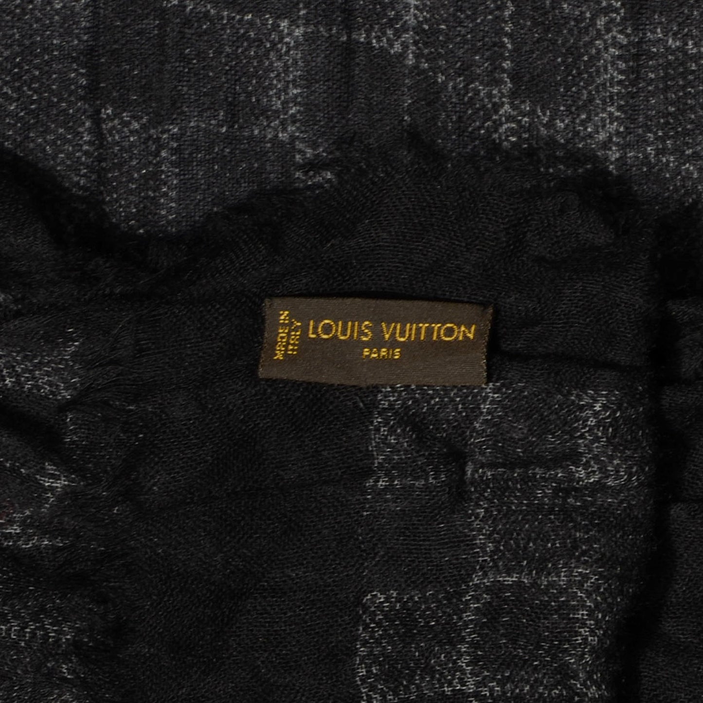 Cashmere Silk Damier Etole Stole Black