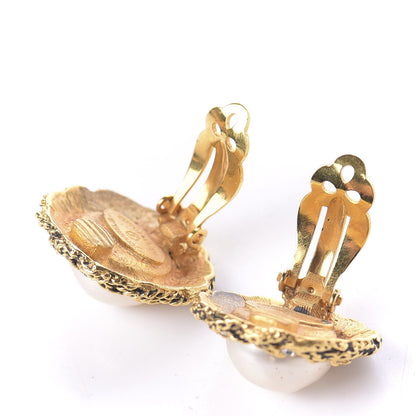 Chanel Pearl Crystal Clip On Earrings Gold 6 of 6