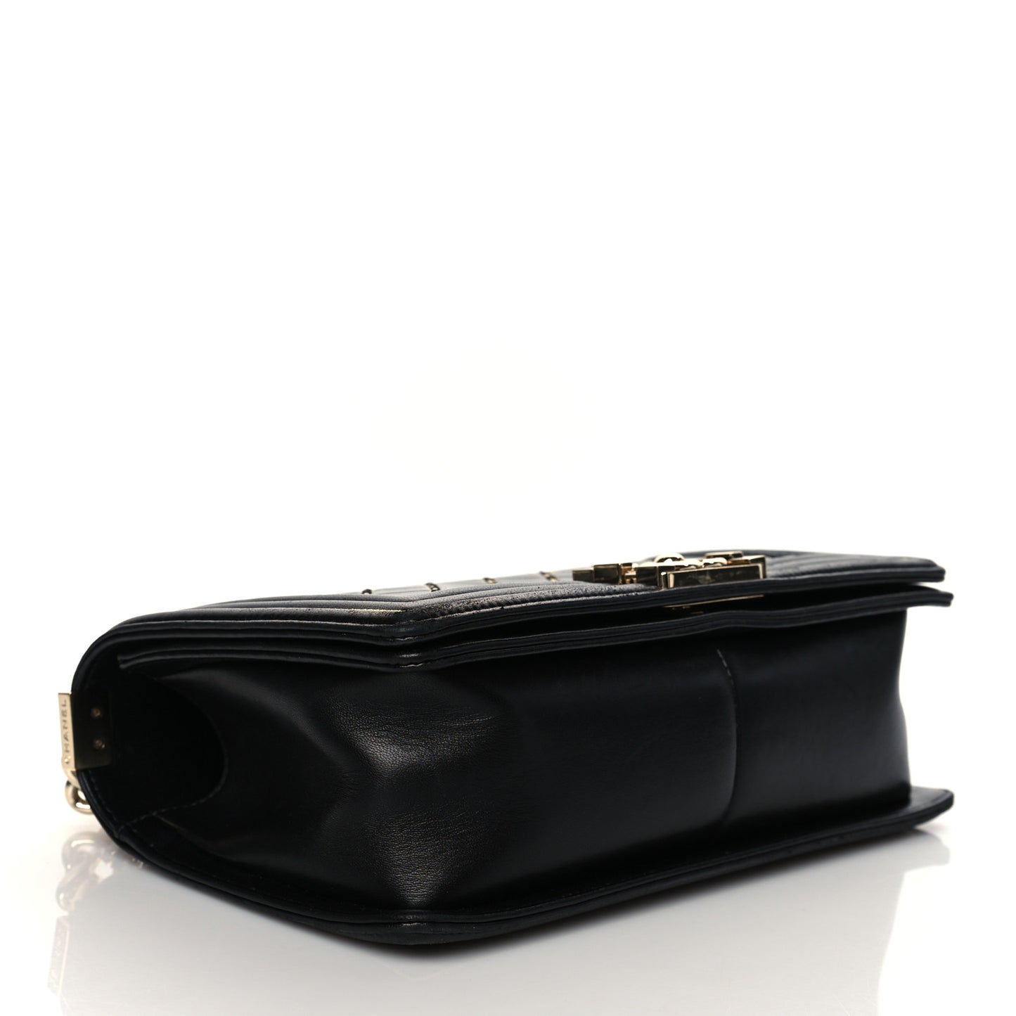Lambskin Chain Quilted Medium Boy Flap Black