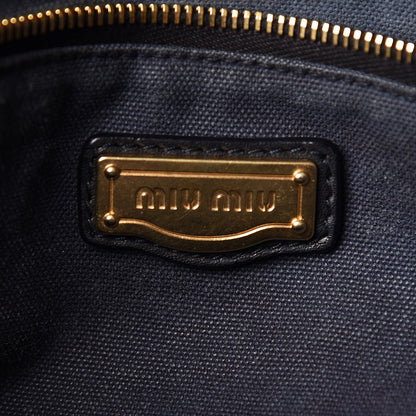 Miu Miu Washed Canvas Canapa Shopping Pattina Tote Bleuette 6 of 22