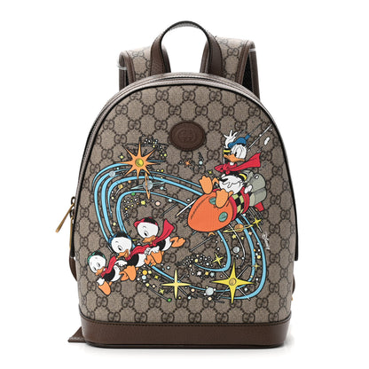 Gucci X DISNEY GG Supreme Monogram Donald Duck Small Interlocking G Dome Backpack Beige Multicolor New Acero 1 of 10