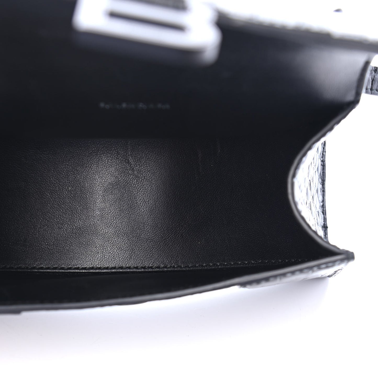 Calfskin Graffiti Logo Monochrome Crocodile Embossed Hourglass Top Handle Bag XS Black