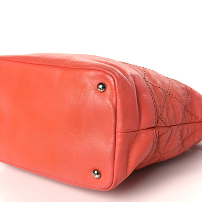 Chanel Lambskin Contrast Stitch Small Drawstring Tote Coral 9 of 9