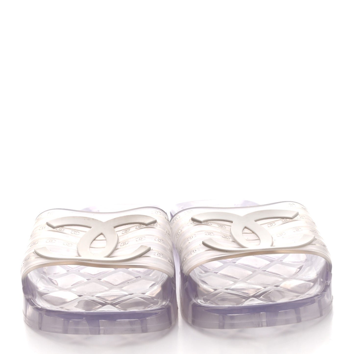 PVC Transparent CC Flat Slide Sandals 36 White