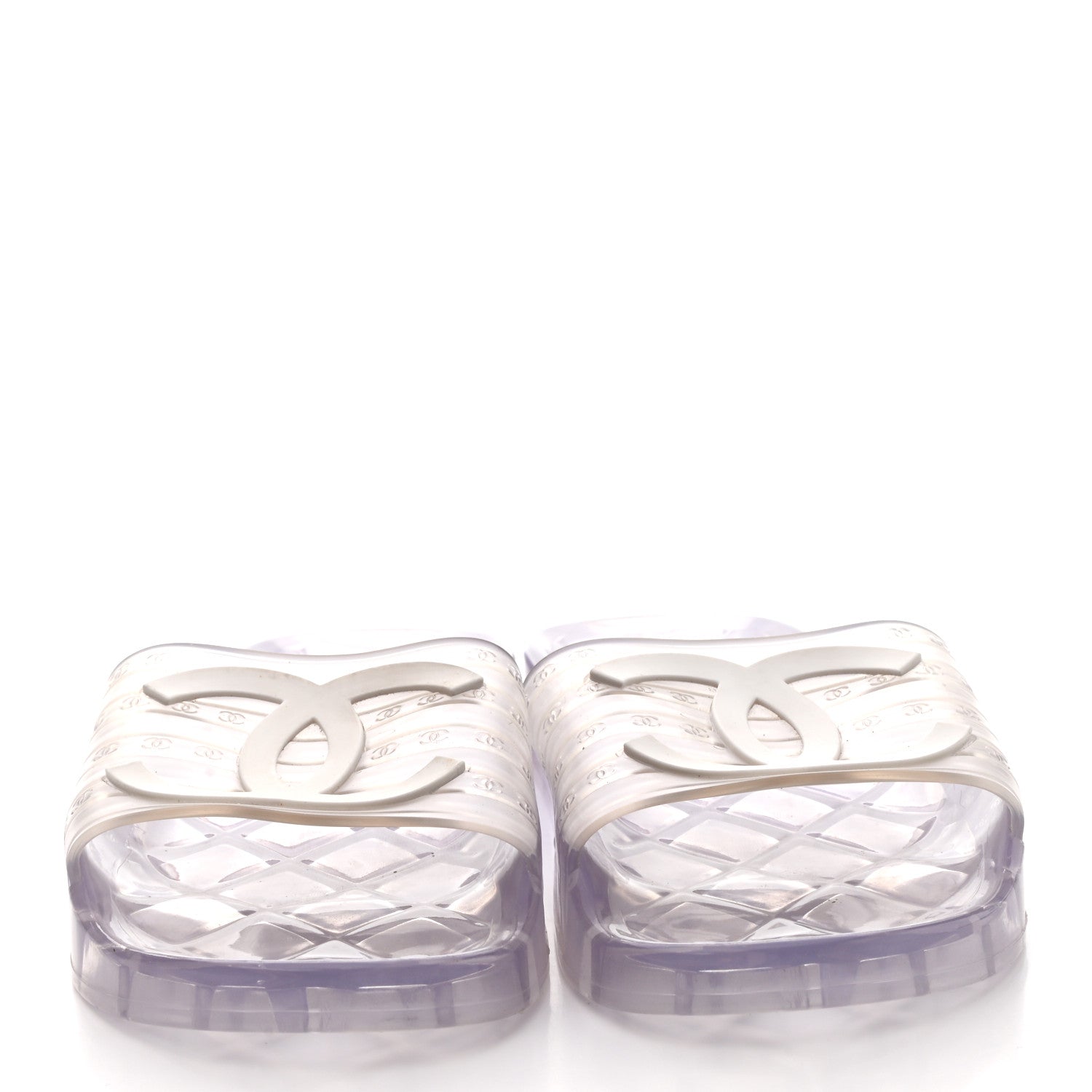 Chanel PVC Transparent CC Flat Slide Sandals 36 White 2 of 9