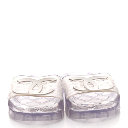 Chanel PVC Transparent CC Flat Slide Sandals 36 White 2 of 9