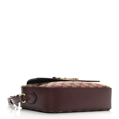 Gucci Monogram Textured Dollar Calfskin Small Horsebit 1955 Shoulder Bag Sahara Rubino Chardonnay 4 of 10