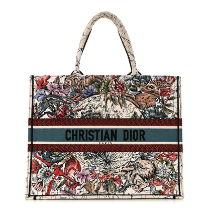 Christian Dior Canvas Embroidered Large Zodiac Book Tote Latte Multicolor 1 of 15