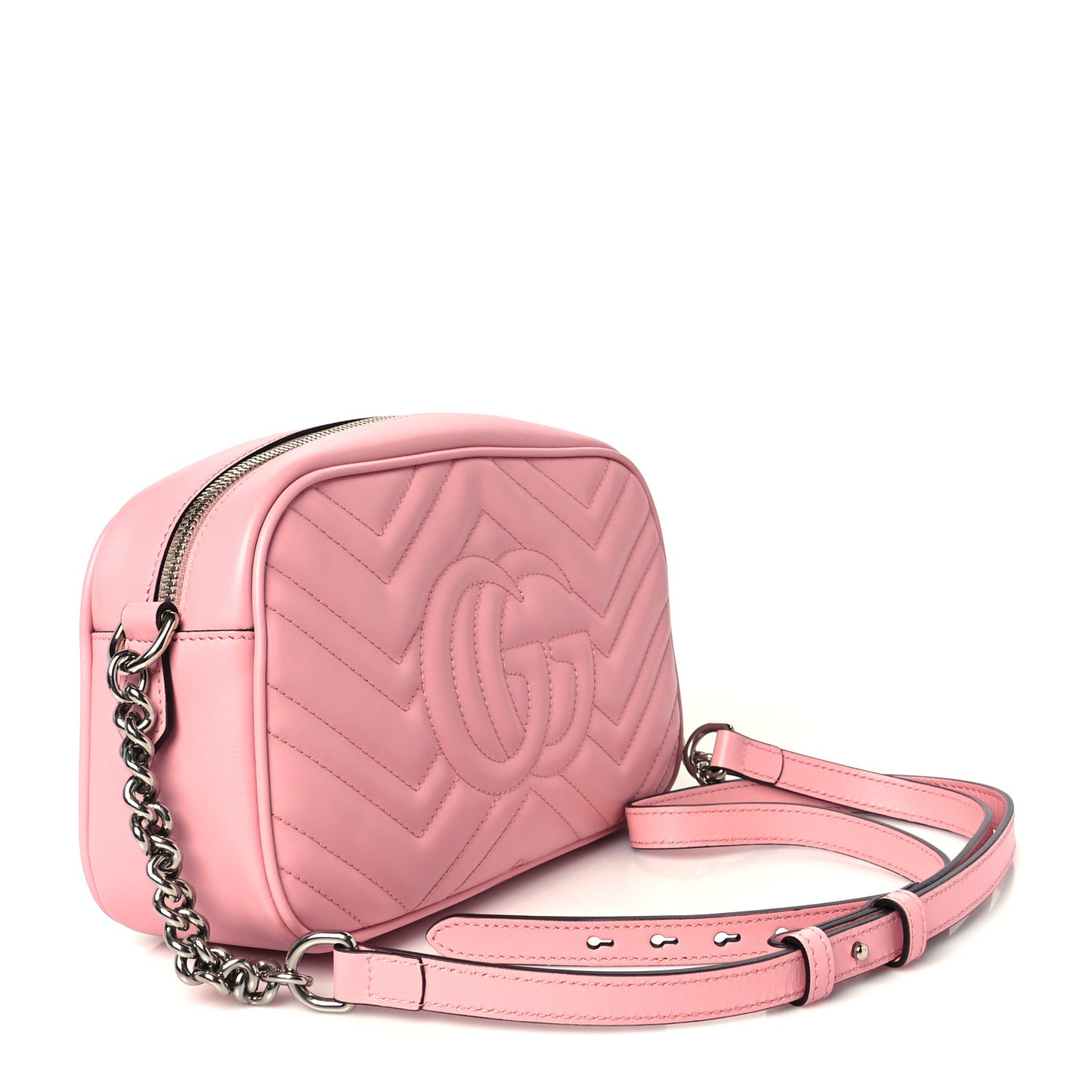 Calfskin Matelasse Small GG Marmont Chain Shoulder Bag Wild Rose