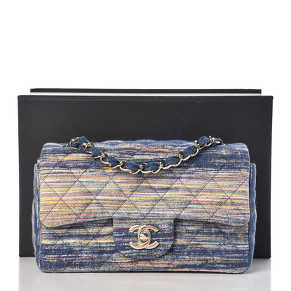 Chanel Striated Quilted Classics in Fabrics Mini Rectangular Flap Blue 10 of 10
