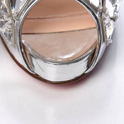 Christian Louboutin Metallic Calfskin Crystal Bling Bling 120 Platform Peep Toe Pumps 41 Silver 9 of 12