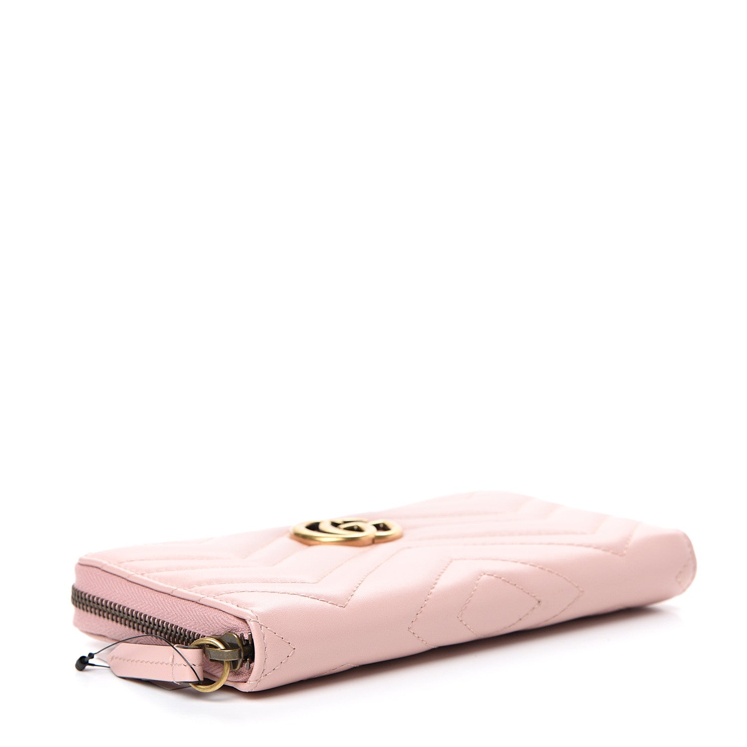 Gucci Calfskin Matelasse GG Marmont Zip Around Wallet Perfect Pink 3 of 7