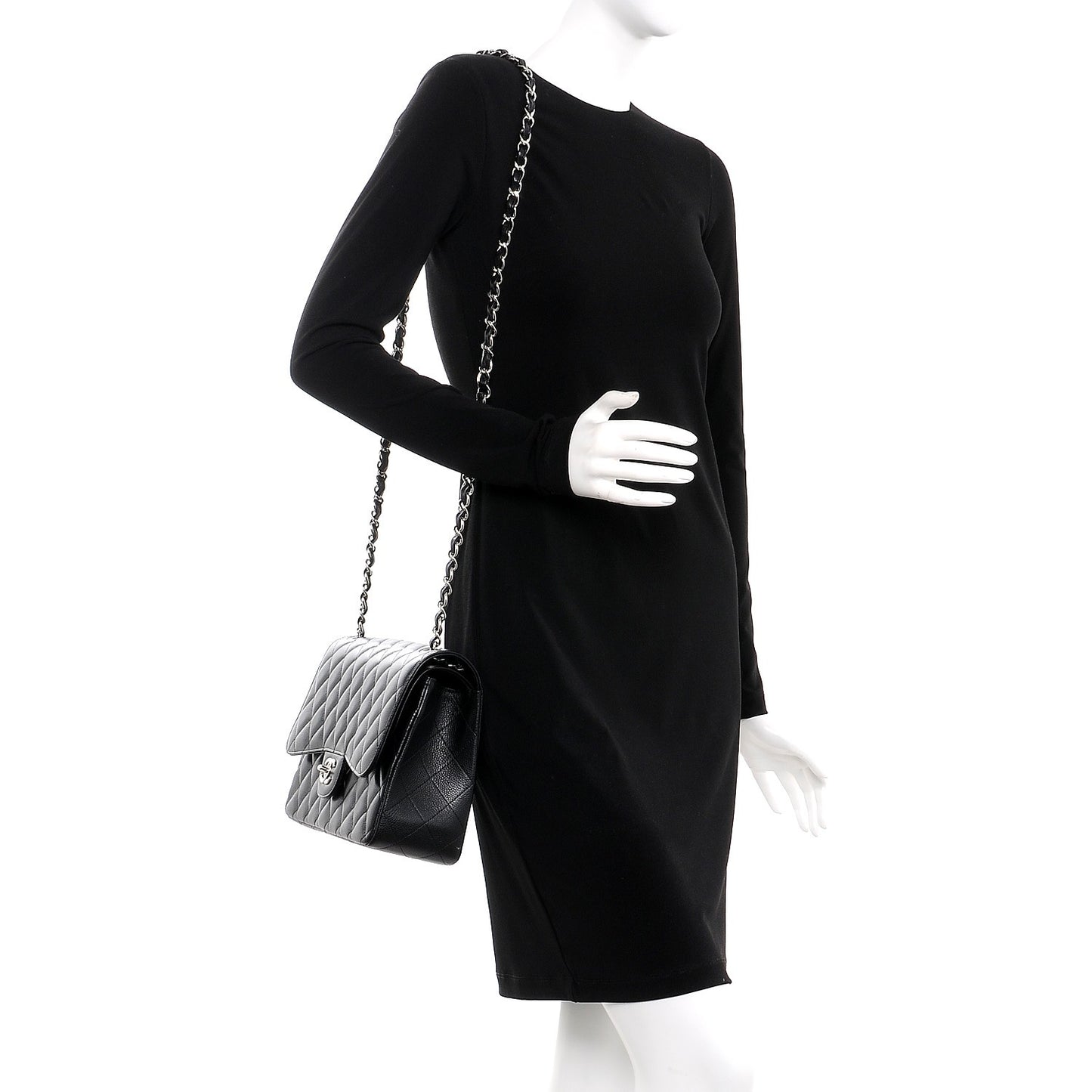 Caviar Quilted Jumbo Double Flap Black