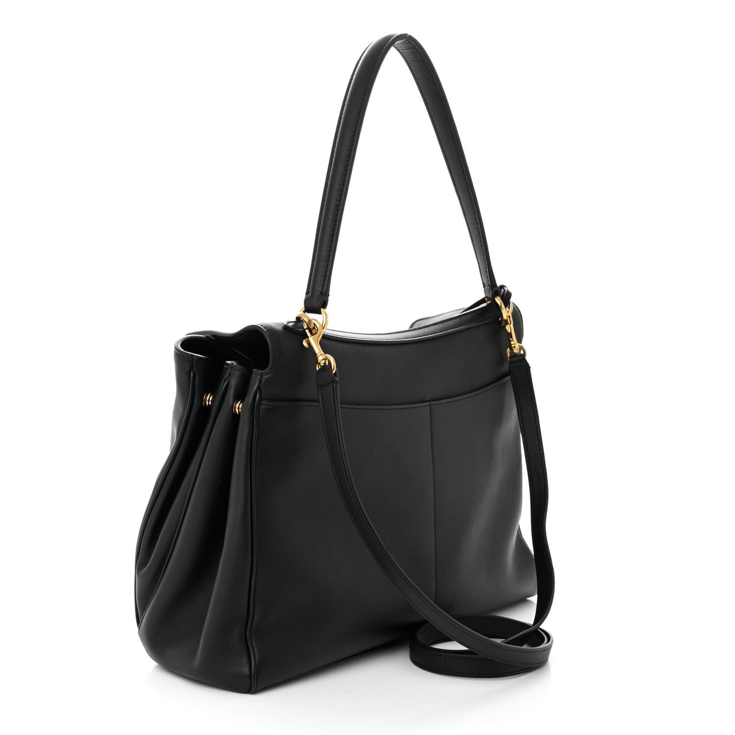 Natural Smooth Calfskin Medium Rodeo Top Handle Handbag Black
