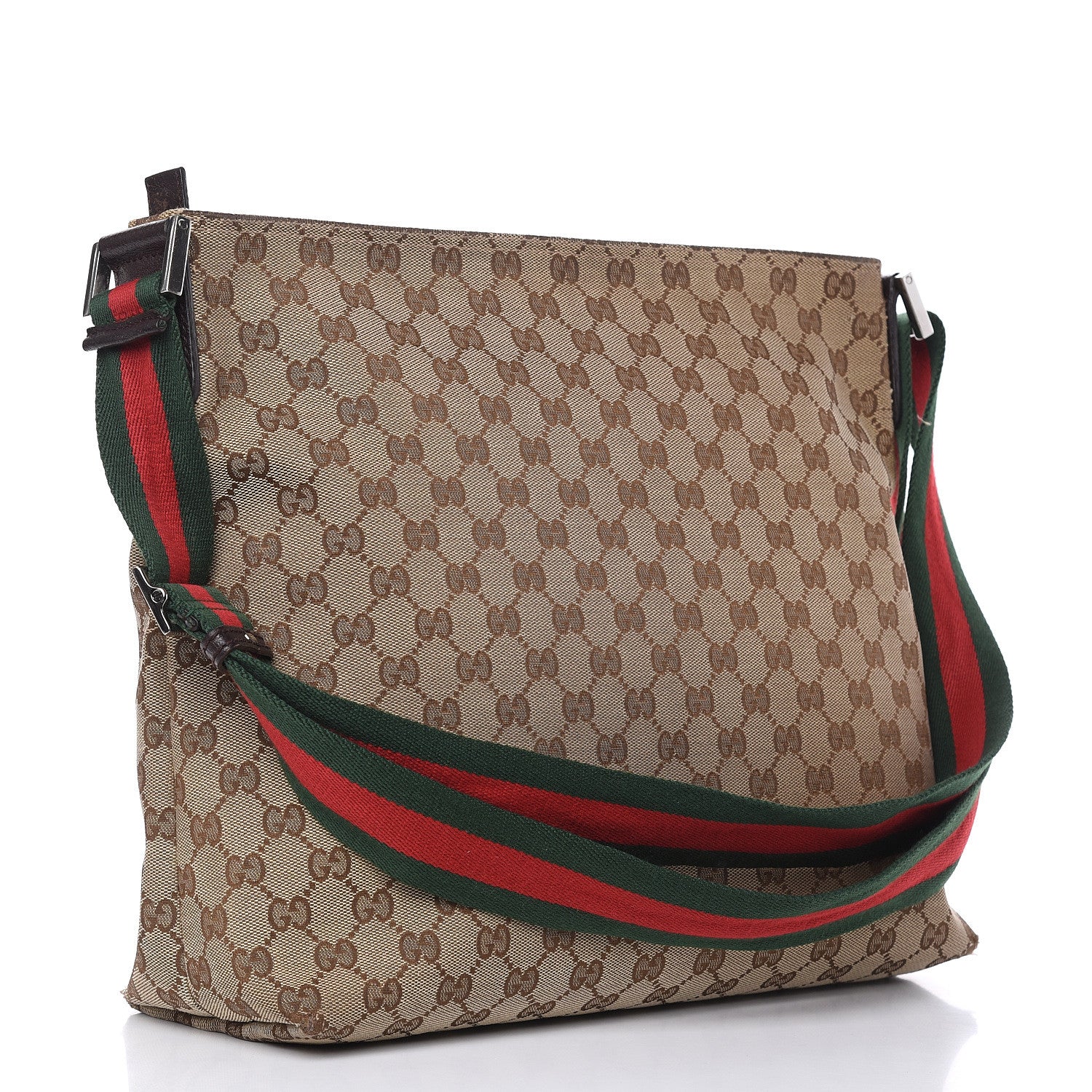 Gucci Monogram Web Medium Flat Messenger Bag Brown 3 of 17