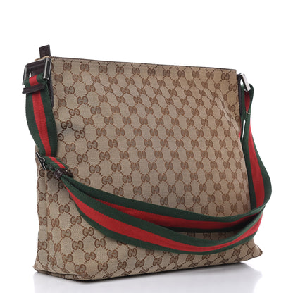 Gucci Monogram Web Medium Flat Messenger Bag Brown 3 of 17
