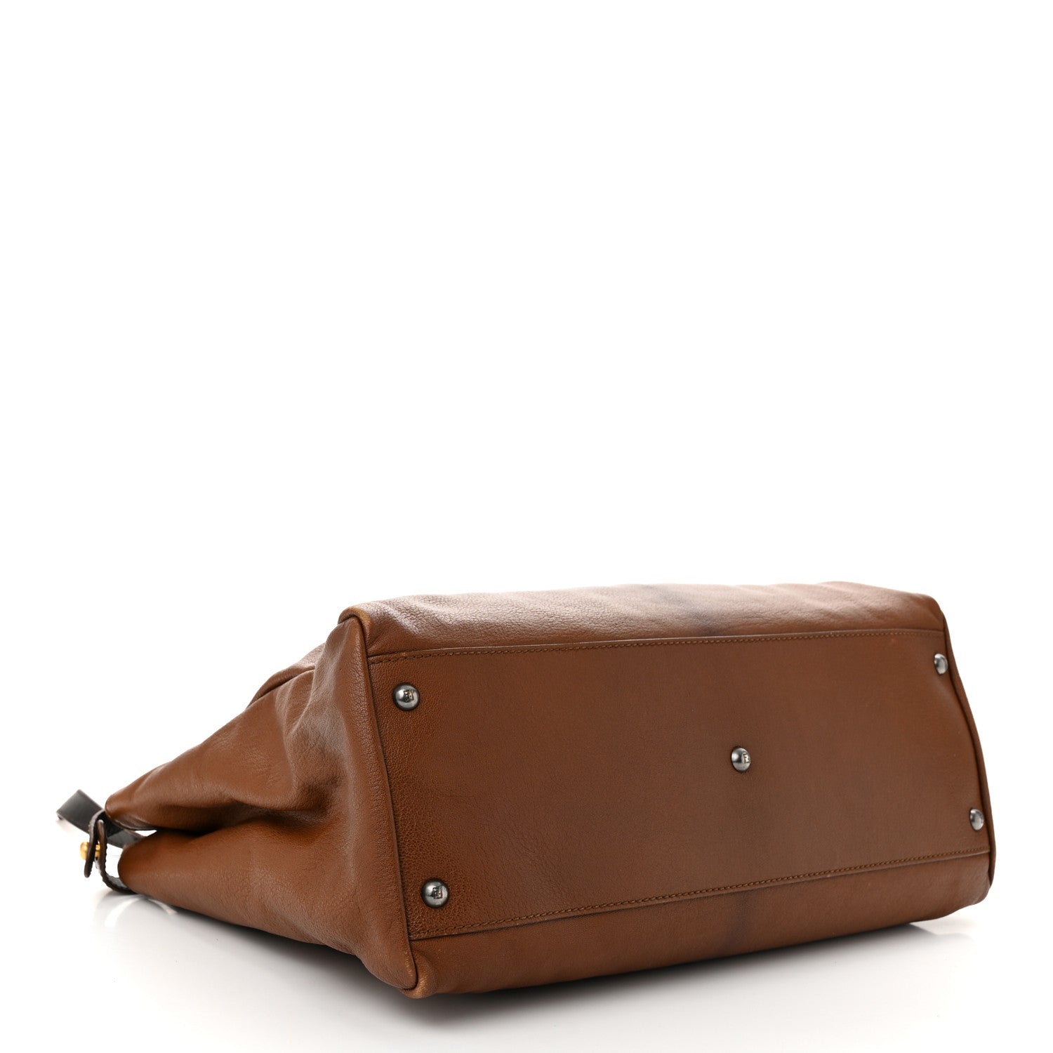 Fendi Goatskin Zucca Large Peekaboo Iconic Satchel Cuoio Tobacco Moro 4 of 13