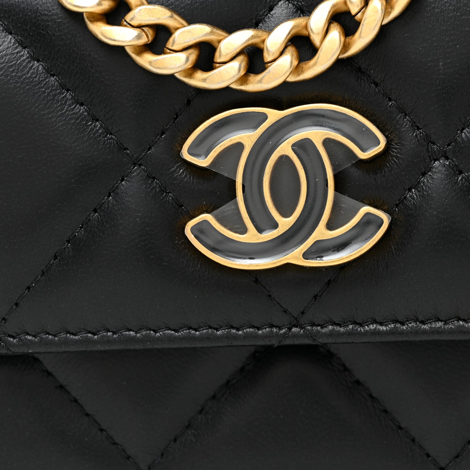 Chanel Lambskin Enamel Quilted Pending CC Flap Belt Bag Black 7 of 11