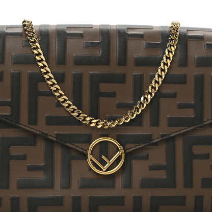 Fendi Vitello Soft F is Fendi Bi-Color FF 1974 Embossed Envelope Wallet On Chain with Pouches Maya Black 11 of 14