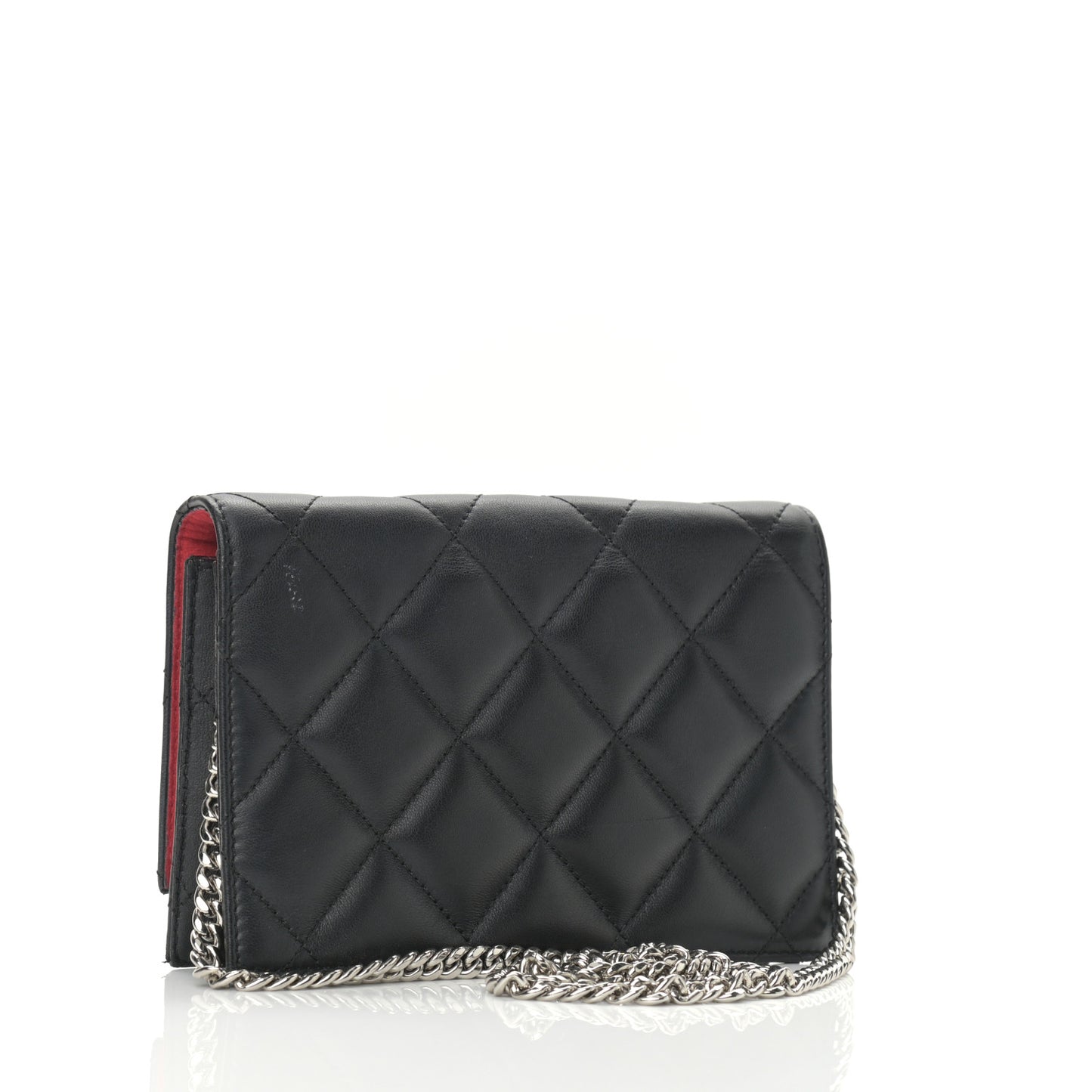 Calfskin Quilted Graffiti Skull Small Chain Crossbody Bag Black