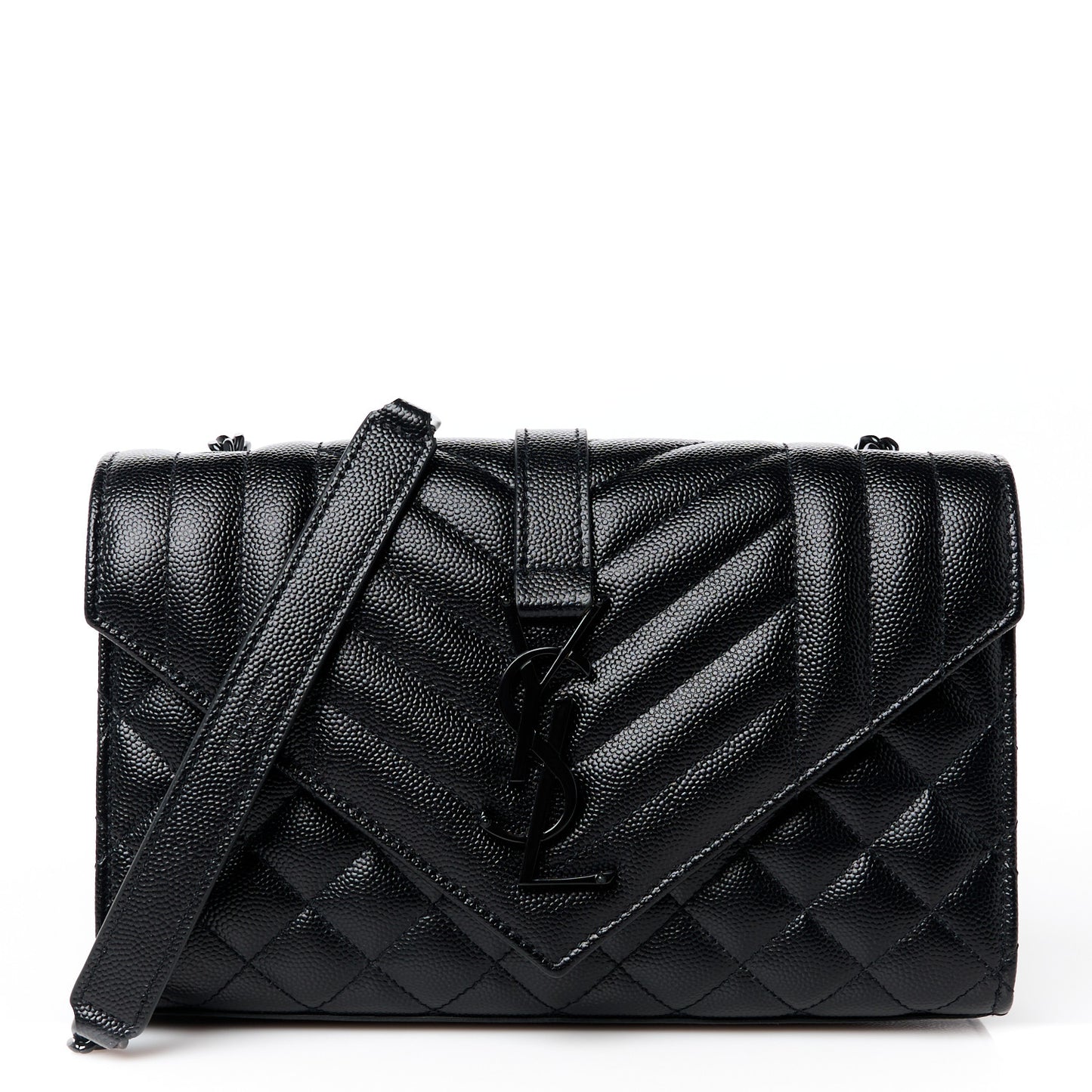 Grain De Poudre Textured Mixed Matelasse Triquilt Small Monogram Monochrome Satchel Black