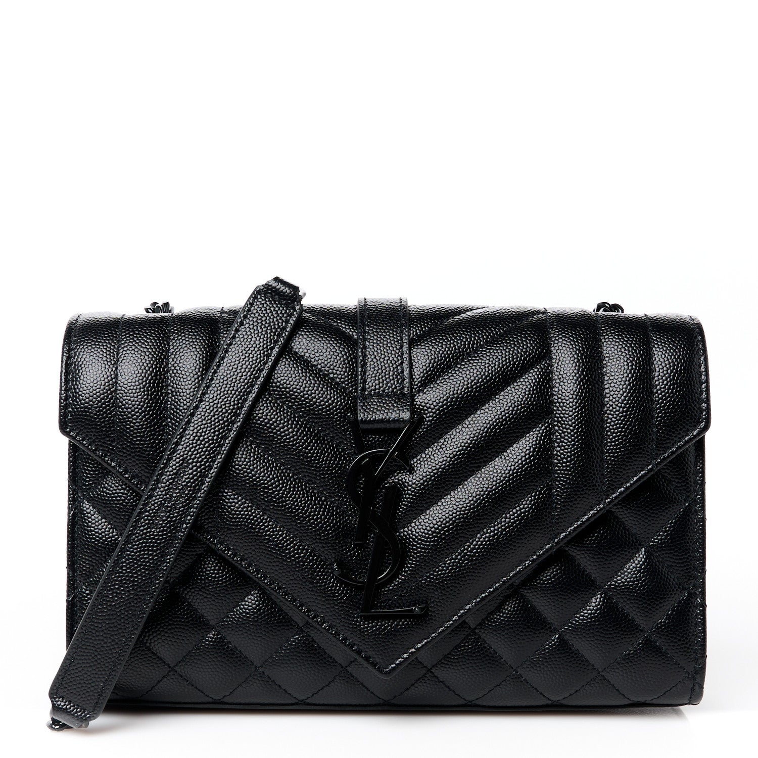 Saint Laurent Grain De Poudre Textured Mixed Matelasse Triquilt Small Monogram Monochrome Satchel Black 1 of 11