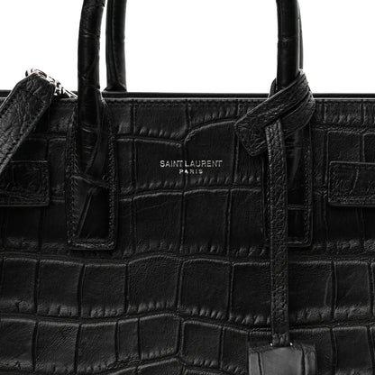 Saint Laurent Calfskin Crocodile Embossed Nano Sac De Jour Black 7 of 9