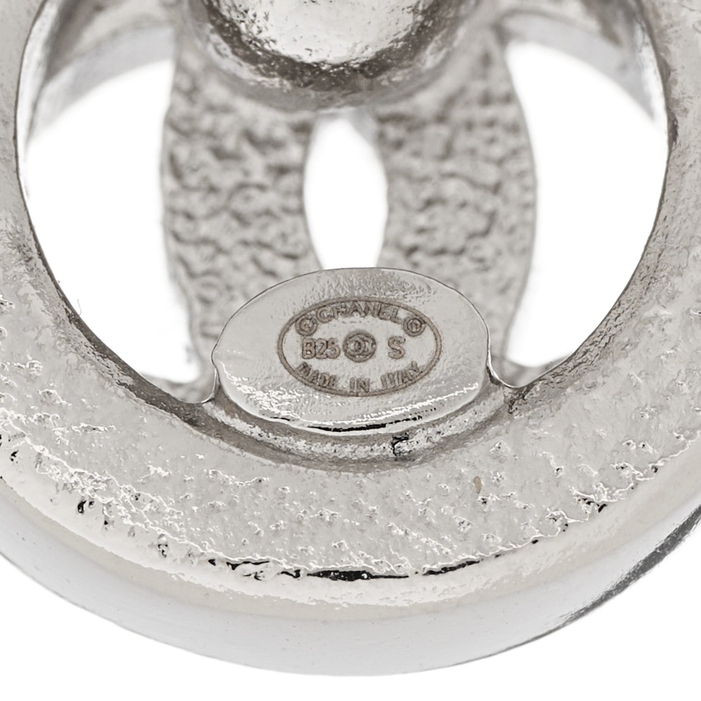 Crystal CC Round Earrings Silver