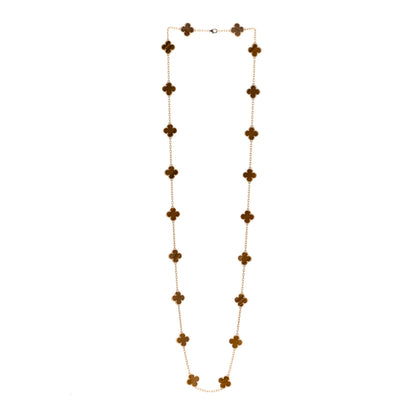 Van Cleef & Arpels 18K Yellow Gold Tiger Eye 20 Motifs Vintage Alhambra Necklace 3 of 5