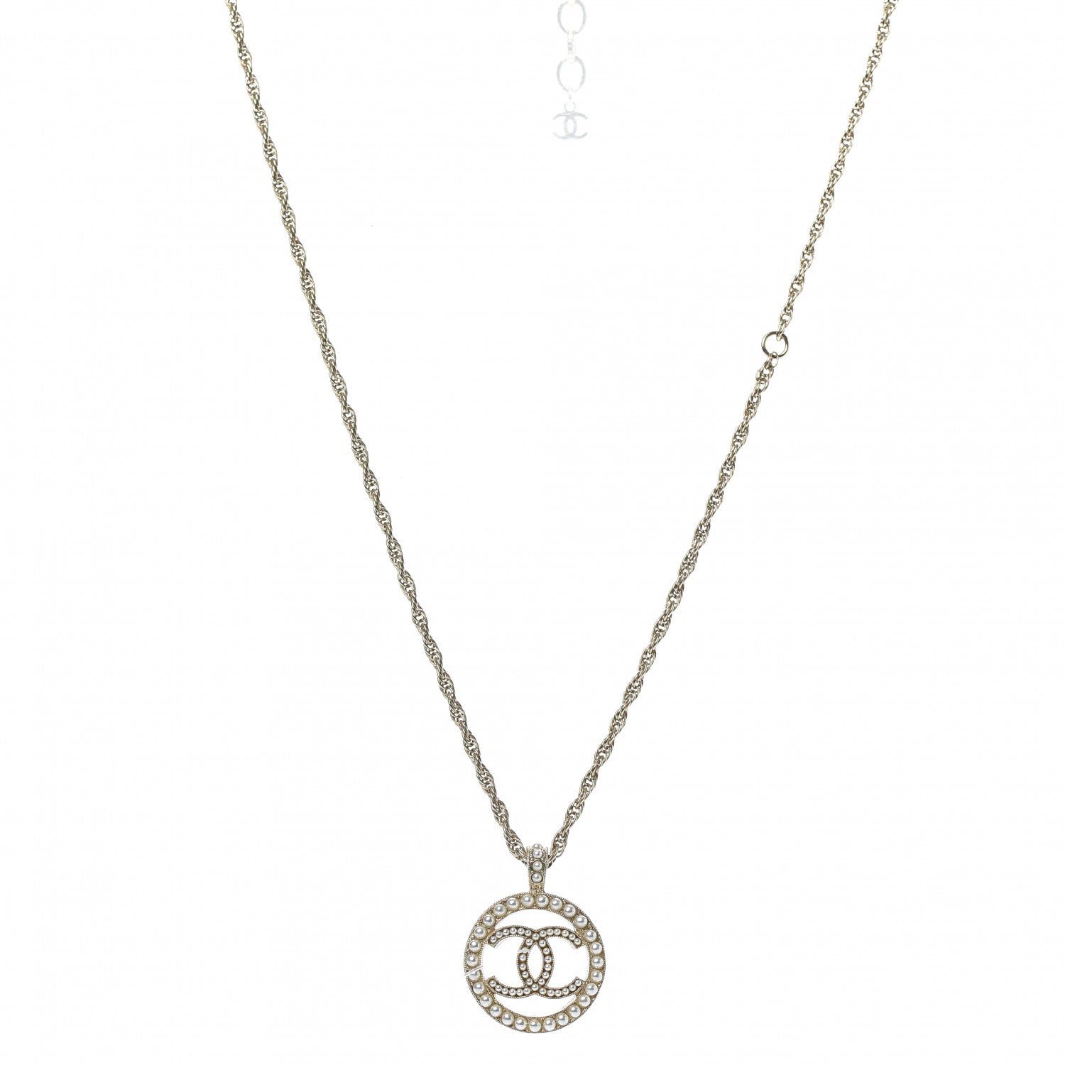Chanel Pearl CC Round Pendant Necklace Gold 1 of 5