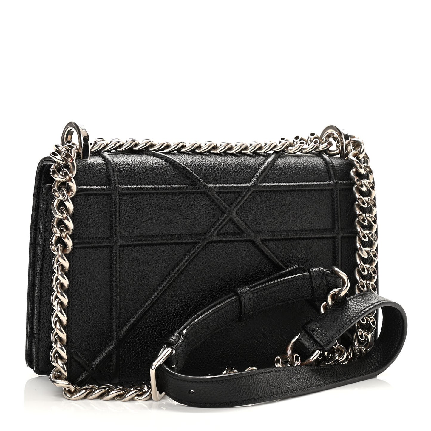 Grained Calfskin Medium Diorama Flap Bag Black