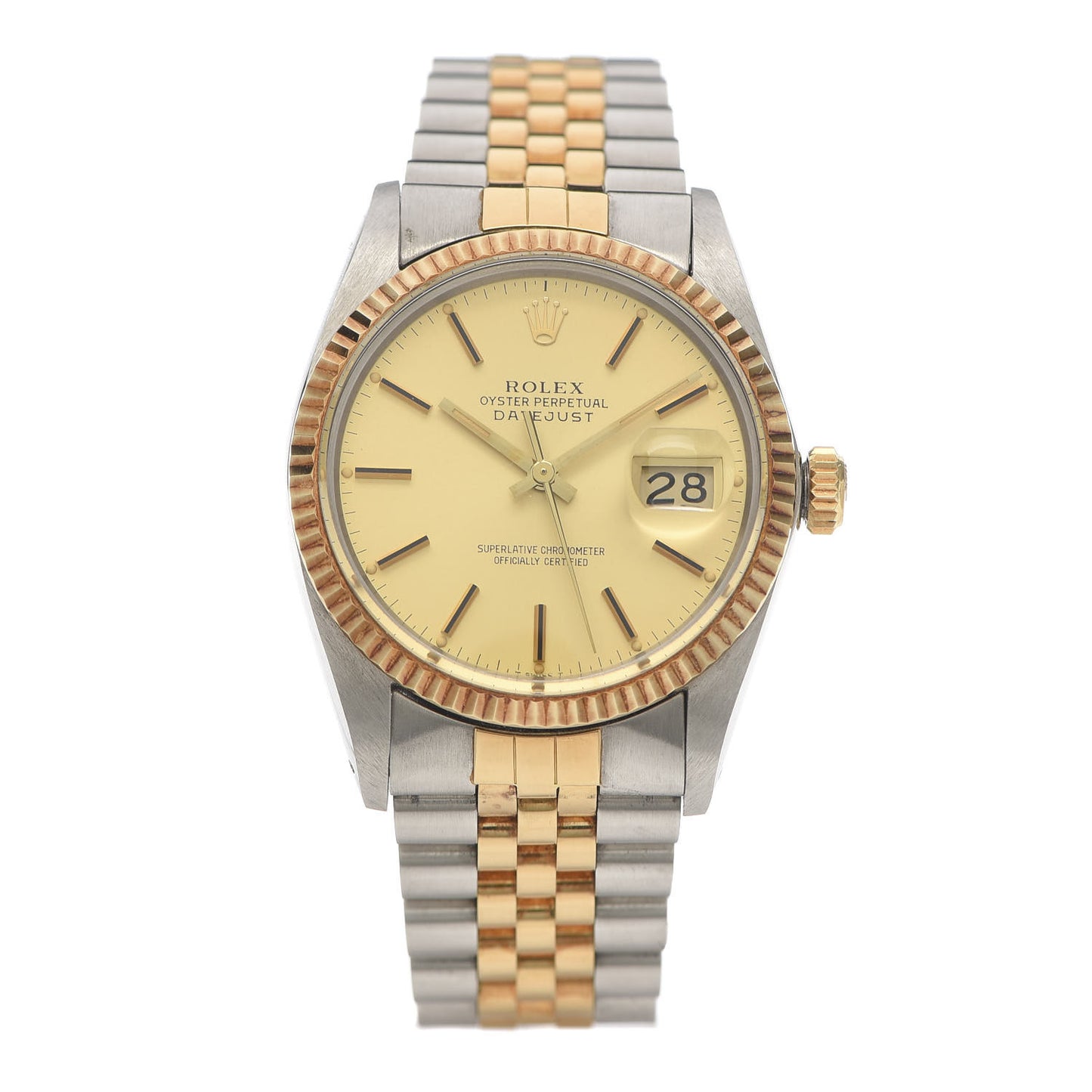 Stainless Steel 18K Yellow Gold 36mm Oyster Perpetual Datejust Watch Champagne 16013