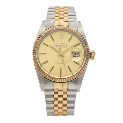 Rolex Stainless Steel 18K Yellow Gold 36mm Oyster Perpetual Datejust Watch Champagne 16013 2 of 12