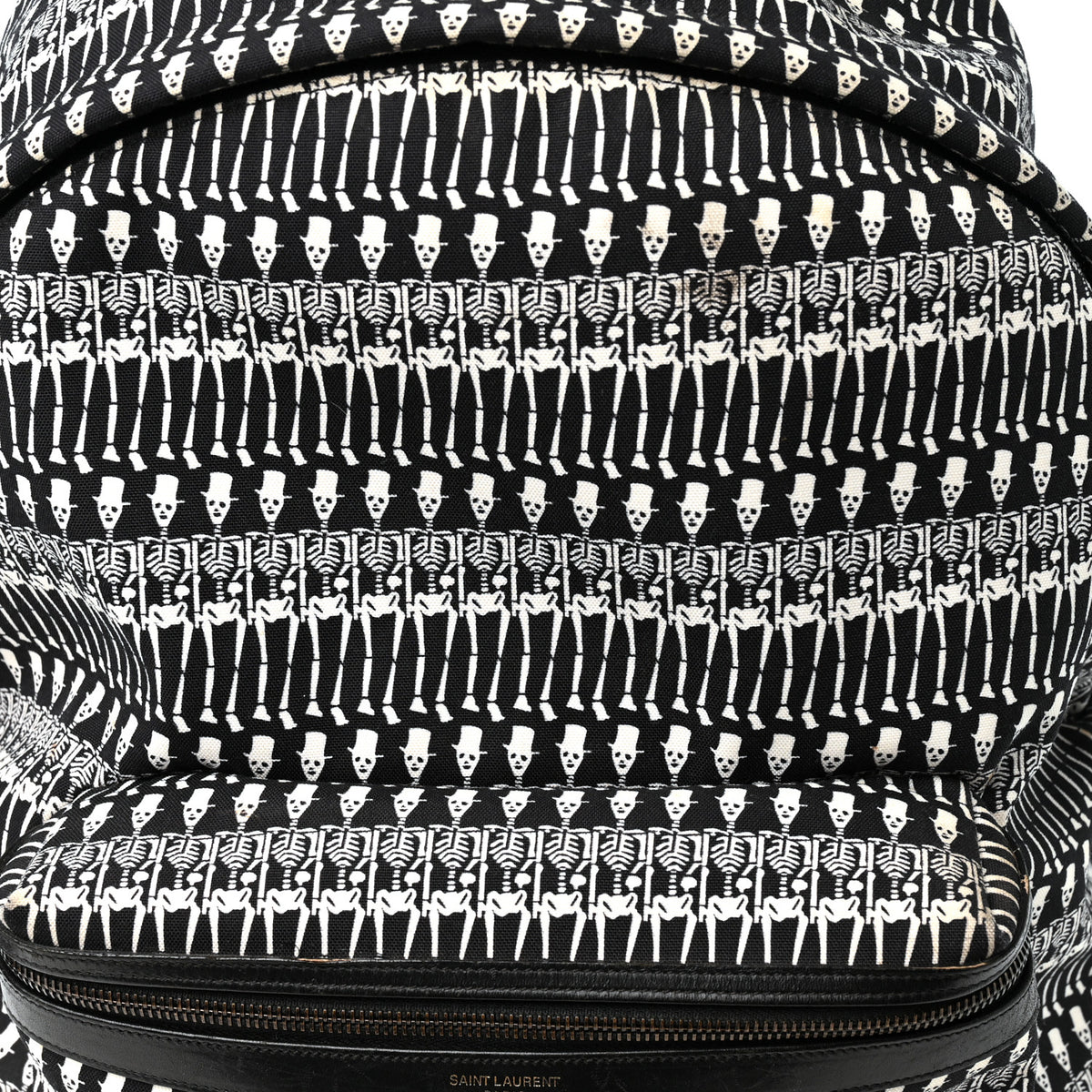 Nylon City Skeleton Print Backpack Black White
