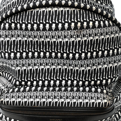 Saint Laurent Nylon City Skeleton Print Backpack Black White 6 of 10