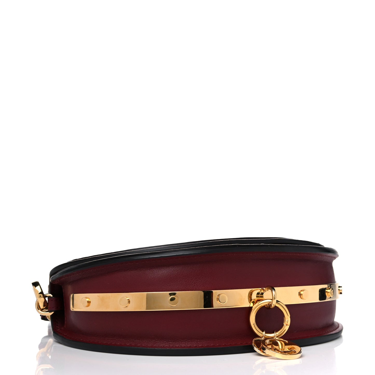 Calfskin Floral Print Small Nile Bracelet Minaudiere Bag Plum Purple