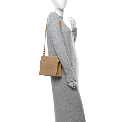 Chanel Lambskin Quilted Diamond CC Bekko Chain Shoulder Bag Beige 2 of 15