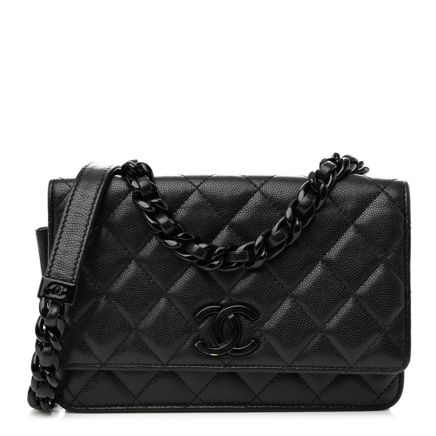 Caviar Quilted My Everything Wallet On Chain WOC Black