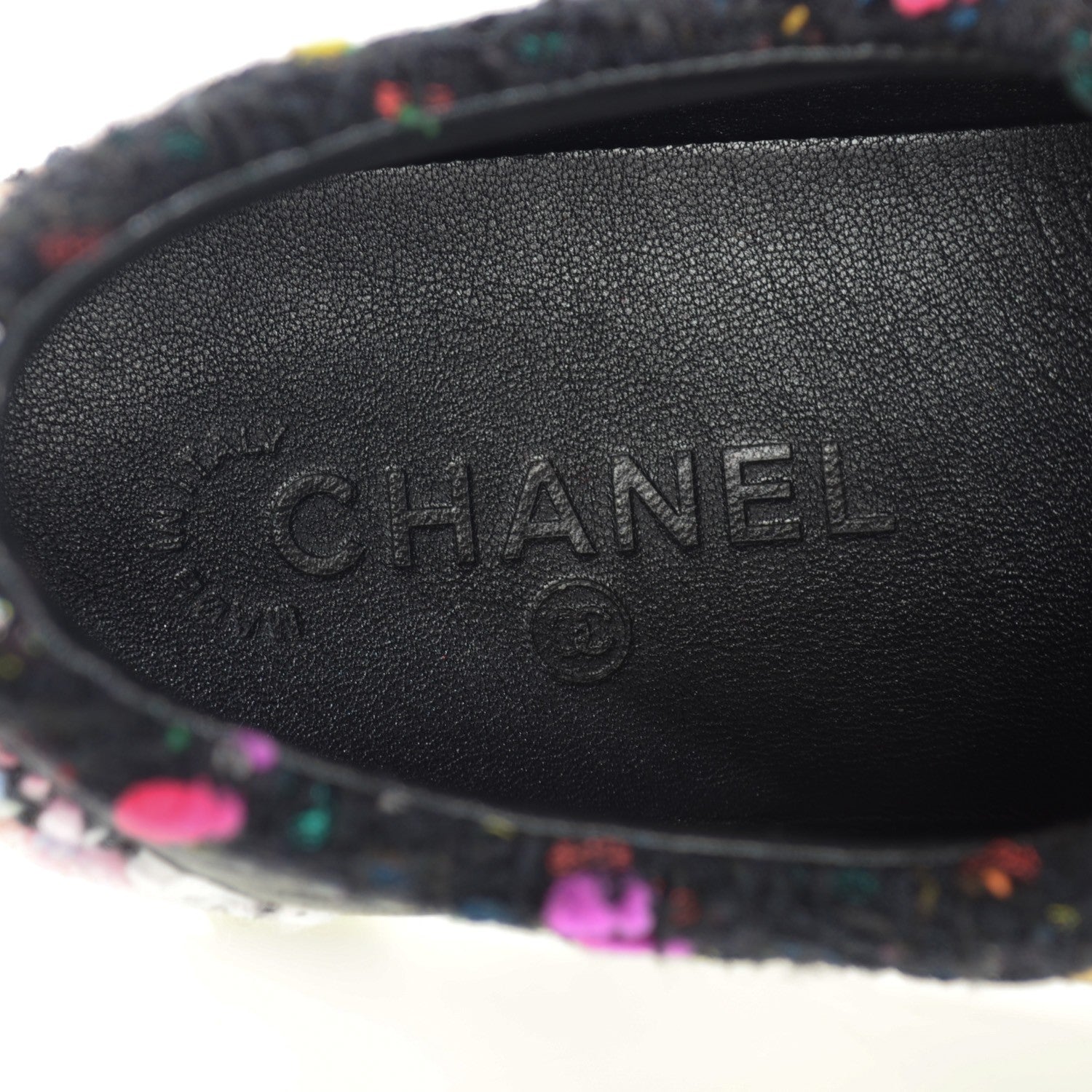 Chanel Tweed Lambskin Runway Sneakers 39 Black Multicolor 10 of 10
