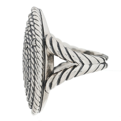 David Yurman Sterling Silver Diamond Cable Coil Ring 56 7.75 3 of 5