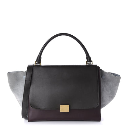 Celine Drummed Calfskin Suede Medium Trapeze Dark Grey 1 of 10