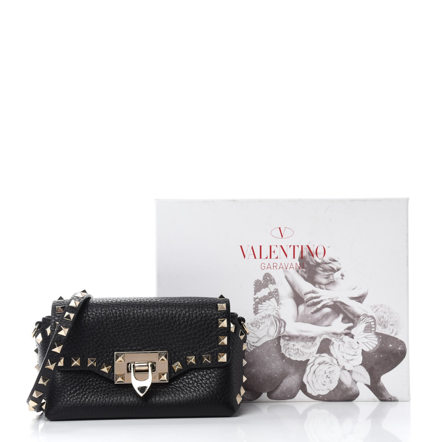 Valentino Garavani Pebbled Calfskin Mini Rockstud Crossbody Bag Black 10 of 10