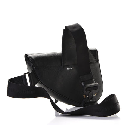 Christian Dior Calfskin Mens Saddle Bag Black 2 of 5