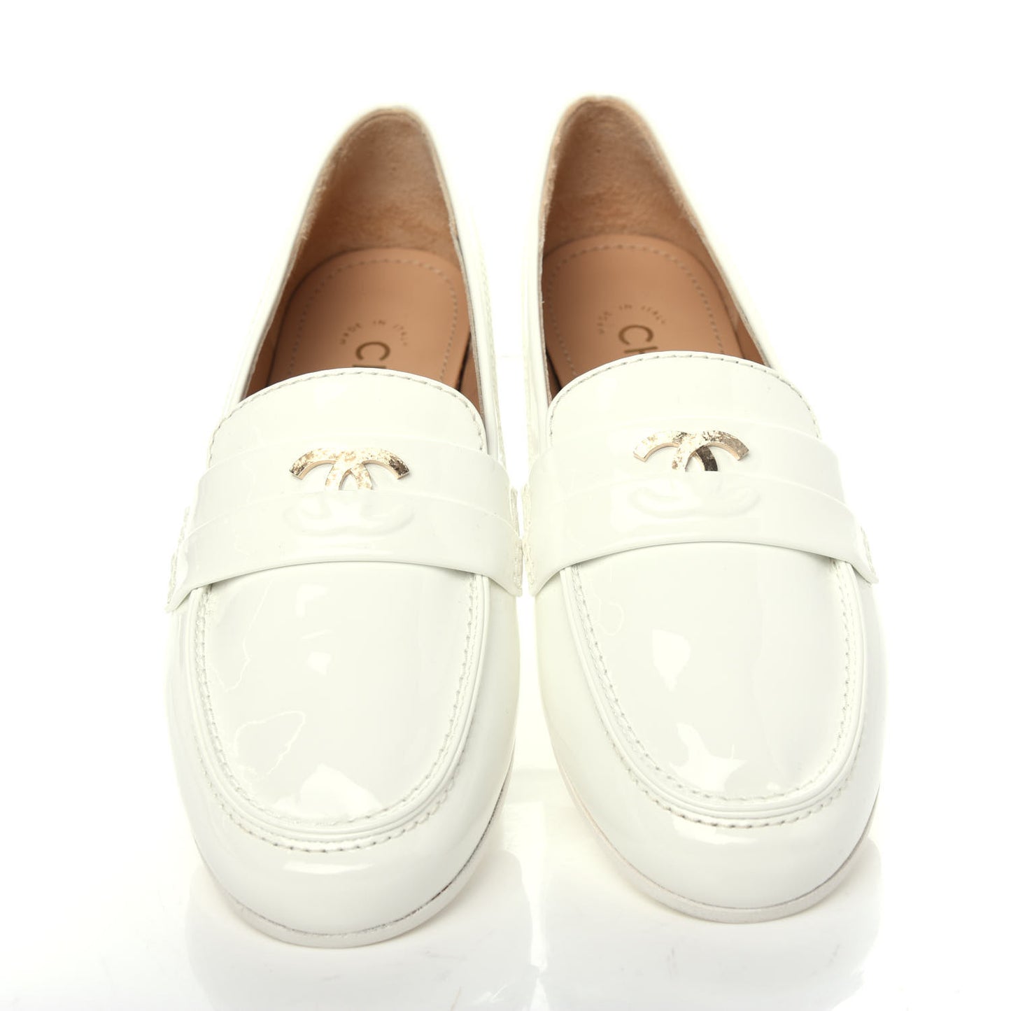 Patent CC Mocassin Loafers 35.5 White