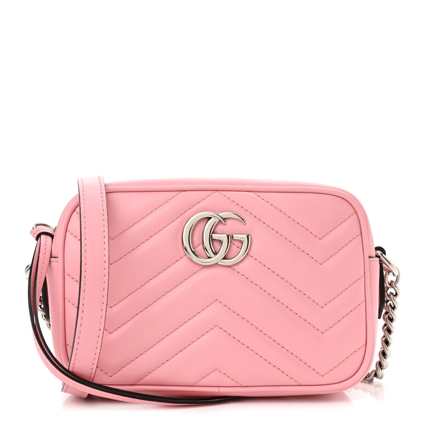 Calfskin Matelasse Mini GG Marmont Chain Shoulder Bag Wild Rose