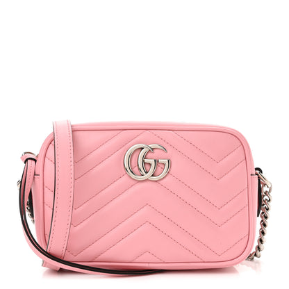 Gucci Calfskin Matelasse Mini GG Marmont Chain Shoulder Bag Wild Rose 1 of 11