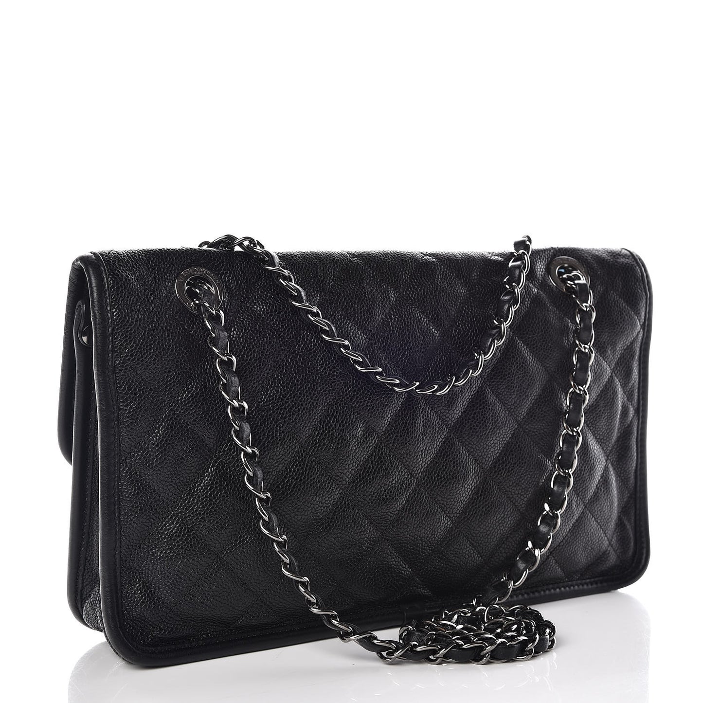 Caviar Quilted Medium French Riviera Flap Black